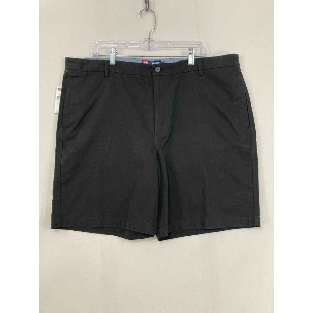New Chaps‎ Mens Chino Shorts size 42 Black Flat Front Cotton Casual